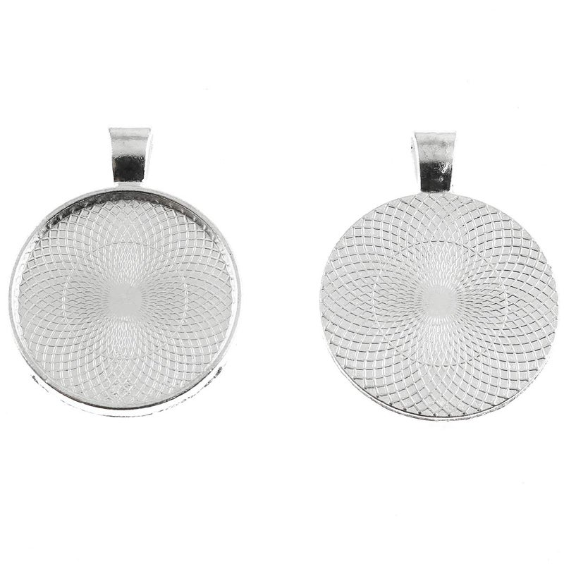 Lind Kitchen 25 pcs 25mm Pendant Trays Round Pendant Bezels Setting Cabochon Blank Base for DIY Jewelry Making, Bright Silver - Image 2
